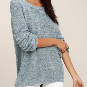 Lulu's Pursuit of Happiness Heather Blue Backless Sweater